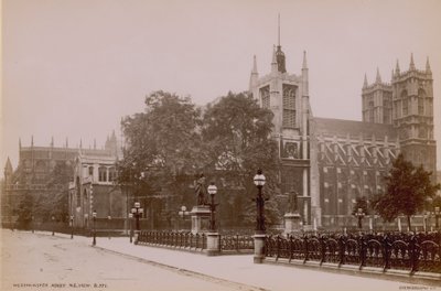 Postcard with an image of the north east view of Westminster Abbey by English Photographer